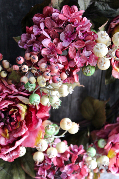 jesienny wianek na drzwi Pink Autumn, śr.45cm