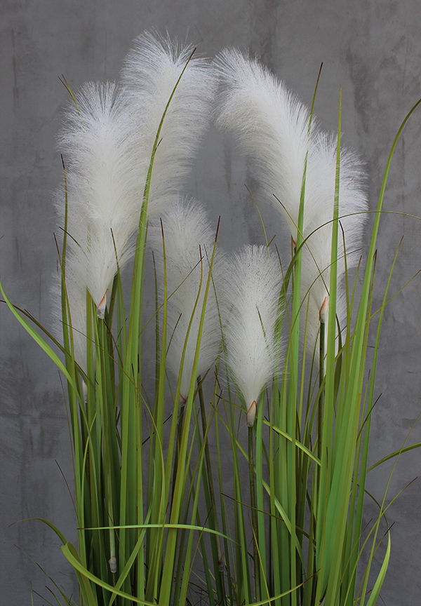 Amaro, kompozycja w szarej donicy Fiberglass z trawami, wys.168cm