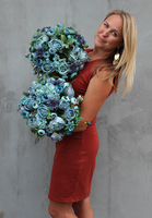 Blue Marine, kompozycja kwiatowa / bukiet flowerbox, S, wys.28cm