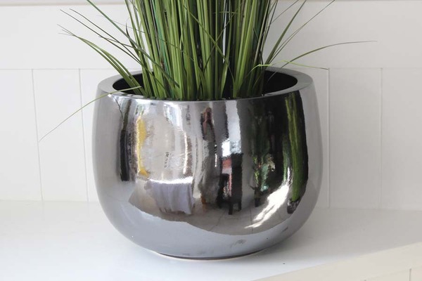 ceramiczna grafitowa donica okrągła B, Lucky, 1szt, wym.23x30cm