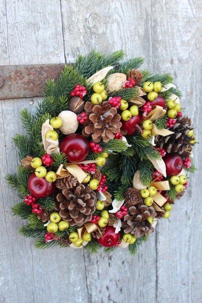 Energia Zimy, świąteczna dekoracja / wianek na drzwi, śr.27 cm