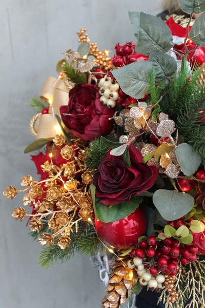 box świąteczny / stroik, Złote Święta, wys.42cm