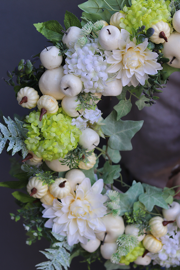 duży jesienny wianek, Biały Sad, śr.57cm 