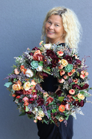 bogaty kwiatowy wianek, Jesienna Zorza, śr.45cm