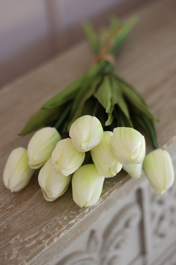 bukiet wiosennych tulipanów White, 10szt. dł.42cm