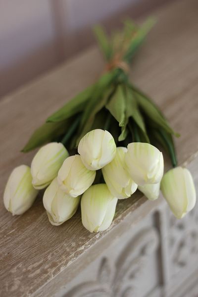 bukiet wiosennych tulipanów White, 10szt. dł.42cm