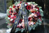 Barwne Wspomnienia, wieniec / wiązanka pogrzebowa, śr.60cm