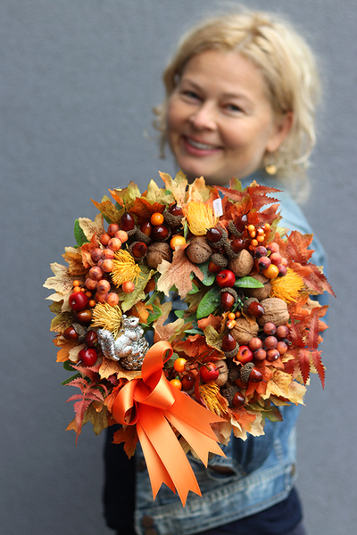 jesienny uroczy wianek, Wiewiórka 2, śr.27cm