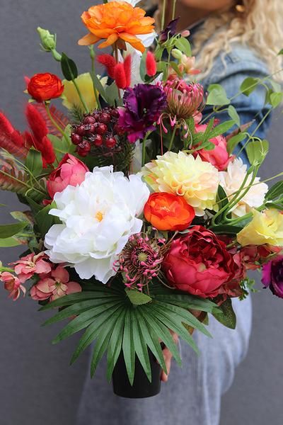 Jesienna Rewia, komplet barwnych dekoracji nagrobnych, wiązanka + bukiet