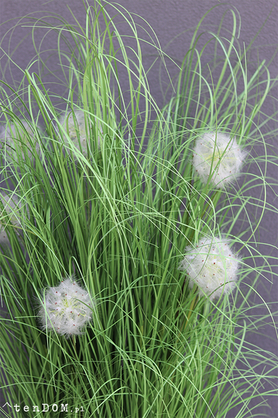 Dandelion, trawa w białej donicy Fiberglass z dmuchawcami, wys.140cm