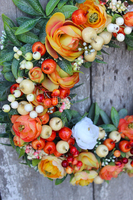 Słoneczny Pomarańcz bajeczny wianek na drzwi, śr.38cm