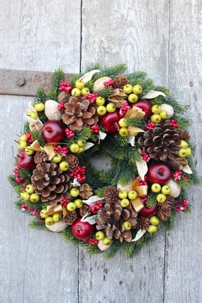 Energia Zimy, świąteczna dekoracja / wianek na drzwi, śr.27 cm