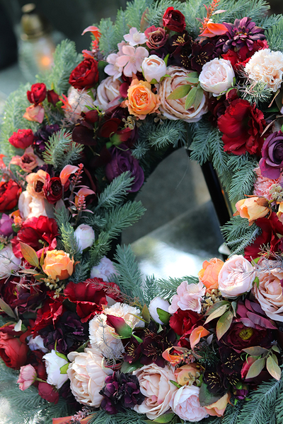 Barwne Wspomnienia, wieniec / wiązanka pogrzebowa, śr.60cm