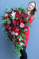 czerwona wiązanka nagrobna, Feruta, dł.94cm 