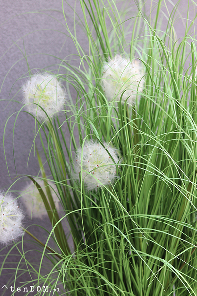 Dandelion, trawa w białej donicy Fiberglass z dmuchawcami, wys.140cm
