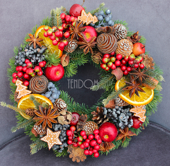 dekoracyjny wianek / stroik Wigilia, śr.28cm 