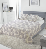 elegancka szara narzuta Monstera, wym.160x220cm + poszewki 2 szt. 45x45cm