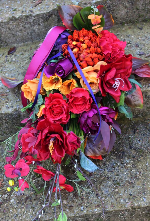 dekoracja, wiązanka nagrobna Jesienne Kwiaty, wym.68cm