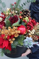 box świąteczny / stroik, Złote Święta, wys.42cm