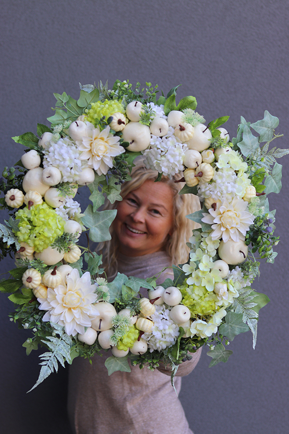 duży jesienny wianek, Biały Sad, śr.57cm 