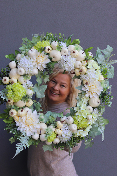 duży jesienny wianek, Biały Sad, śr.57cm 