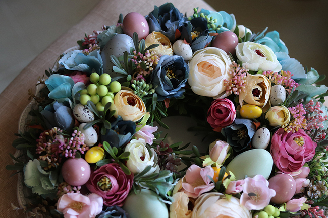 Teronata, gęsty wianek na drzwi / stroik na stół, śr.32cm