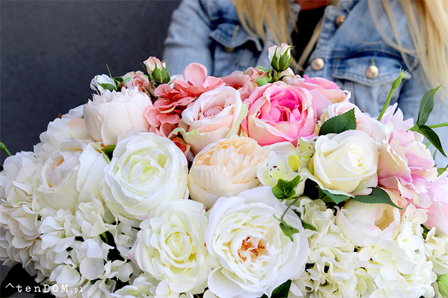 dwustronna kompozycja kwiatowa, Queen Bella, wym.35x52cm