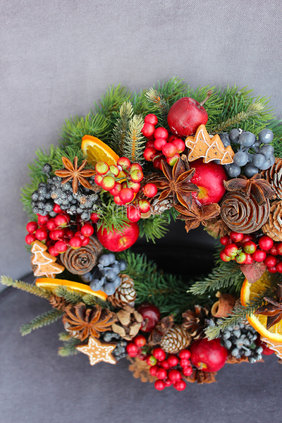 dekoracyjny wianek / stroik Wigilia, śr.28cm 