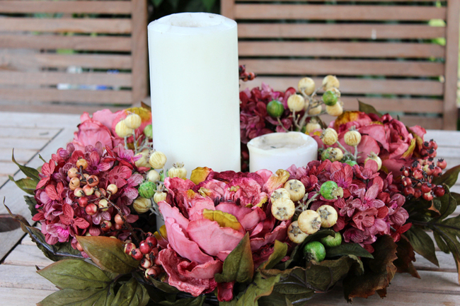 jesienny wianek na drzwi Pink Autumn, śr.45cm