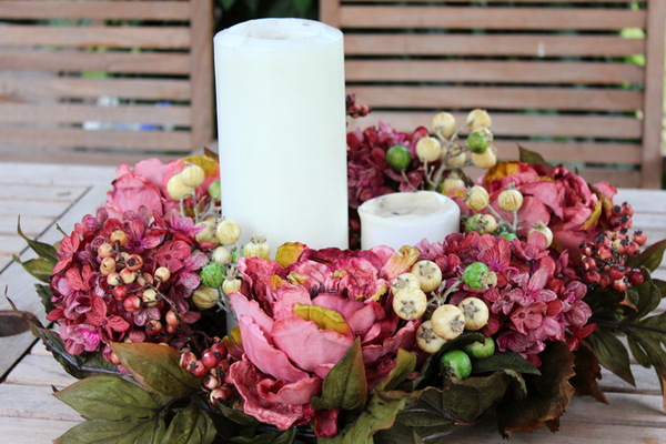 jesienny wianek na drzwi Pink Autumn, śr.45cm