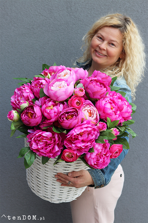 bardzo bogaty kosz peonii, Martines Pink wym.58x55cm