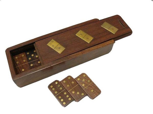 domino w pudełku drewnianym, wym.18.5x7x4cm 