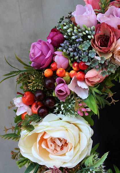 bardzo efektowny wianek Biały Kwiat, śr.38cm 