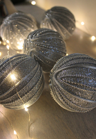 błyszczące srebrne bombki Silver Biel, śr 7.5cm, kpl.6szt.