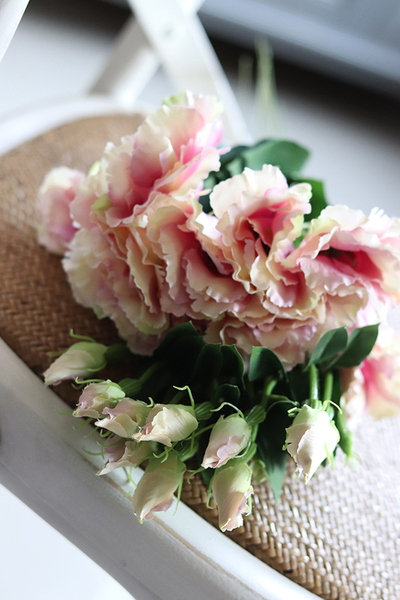 bukiet eustomy na piku, wiśnia, 12szt. dł.47cm