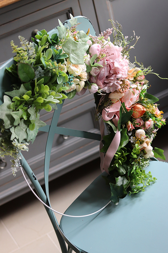 atrakcyjny wianek na drzwi na obręczy, Subtelle Spring, śr.56cm   