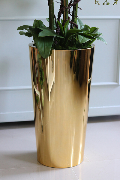 Golderia, elegancki storczyk podłogowy w złotej donicy, wys.130cm 