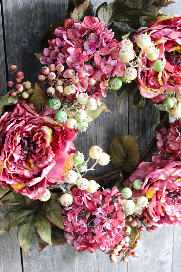 jesienny wianek na drzwi Pink Autumn, śr.45cm