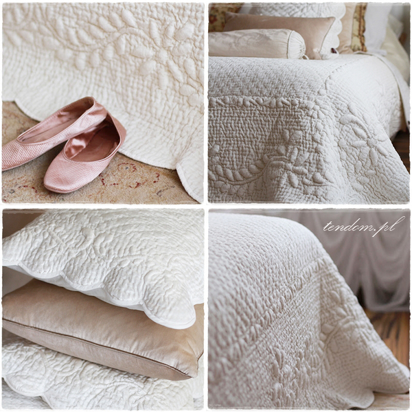 Adria, dekoracyjna narzuta velvetowa, kremowa, 240 x 220cm