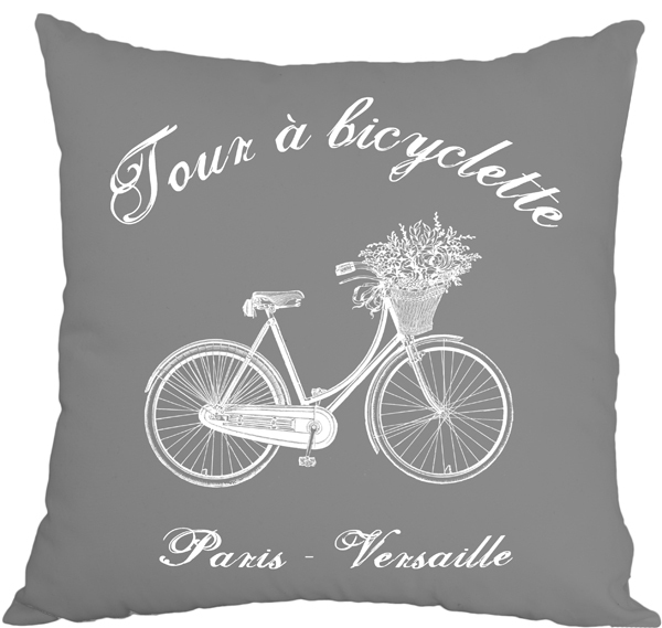 poszewka dekoracyjna szara Bicyclette 43x43cm