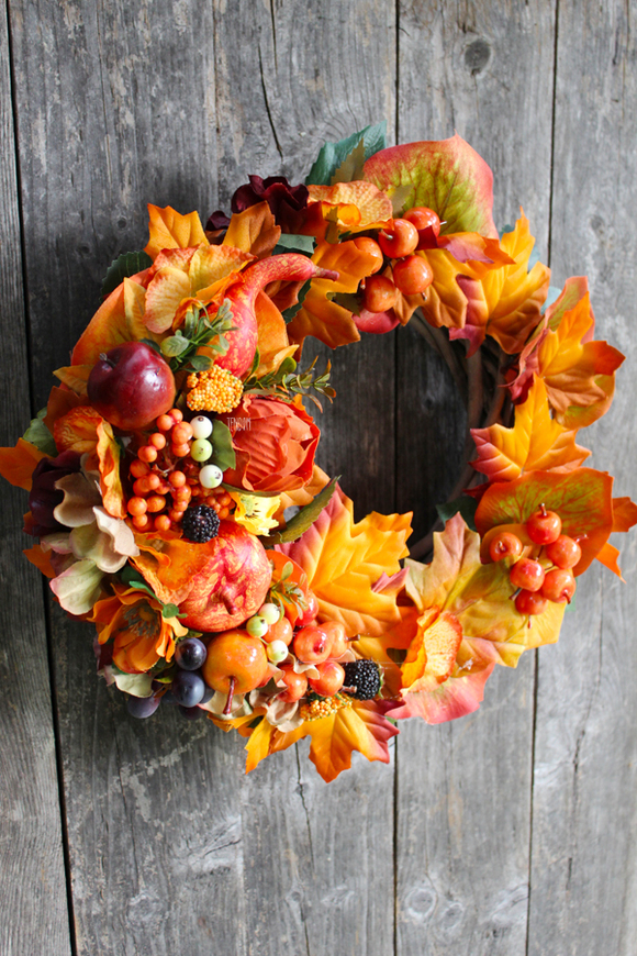 jesienny wianek Liście, śr.36cm 