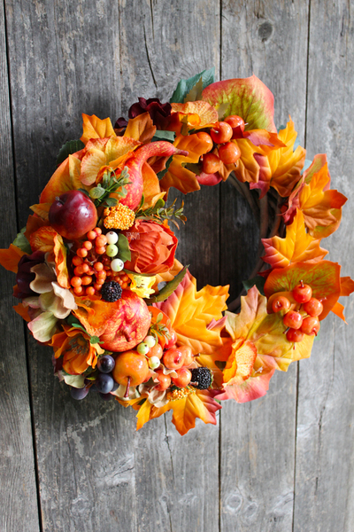 jesienny wianek Liście, śr.36cm 