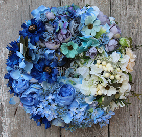 Blue Meadow, dekoracja / wianek na drzwi, śr.33cm