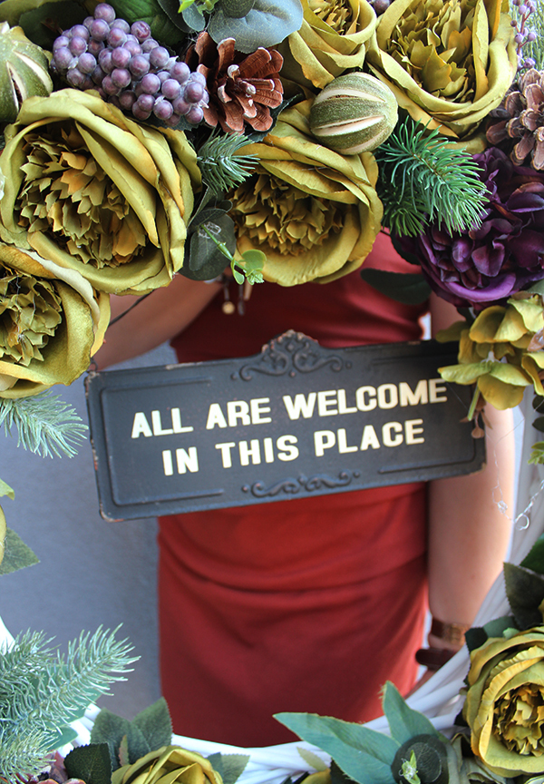 Galicja 2 zjawiskowy zielony wianek na drzwi z tabliczką, śr. 68cm