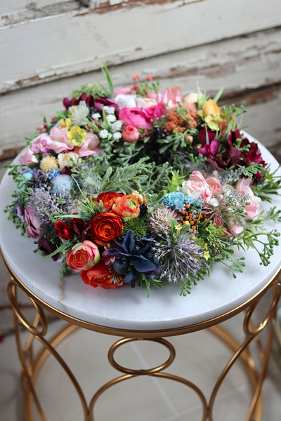 barwny wianek kwiatowy, Gerto, śr.30cm