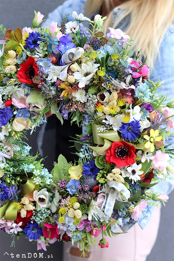 barwny kwiatowy wianek, Motyla Łąka, śr.45cm