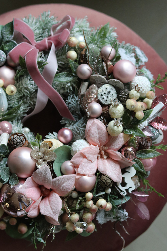 Pudrova Gwiazdka, świąteczny wianek/stroik, śr.30cm 