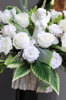 Biały Anioł, dekoracja nagrobna z figurką ceramiczną, wym. 42x61cm