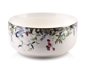 Novelty Garden, porcelanowa miska ze wzorem i srebrnym rantem, poj.500ml