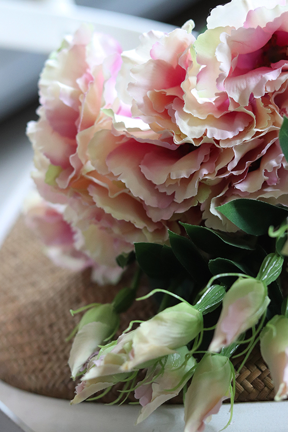 bukiet eustomy na piku, wiśnia, 12szt. dł.47cm